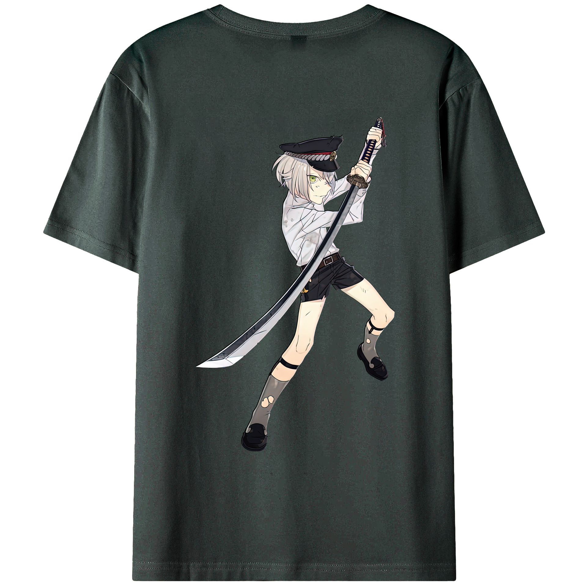 （画像用） 刀剣乱舞 Touken Ranbu 綿100％ メンズ半袖Tシャツ（バックプリント） 通気性